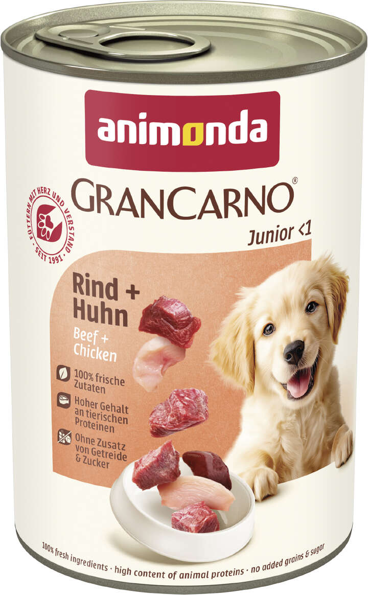 animonda Hunde-Nassfutter GranCarno Junior Rind + Huhn